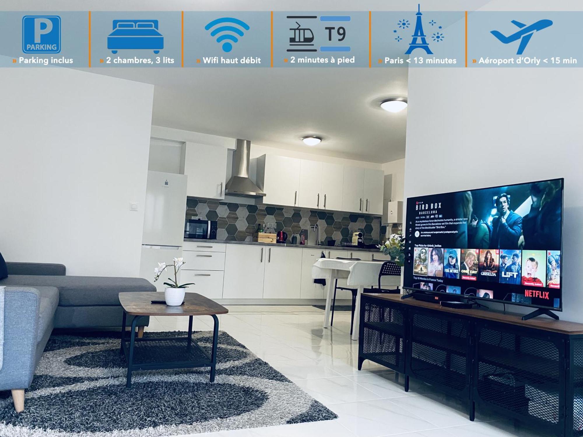 Appartement Parisien Neuf, Moderne Avec Une Grande Salon, 2 Chambres, 4 Lits, Parking Gratuit, 15Min De Paris Et 13 Min Aeroport Orly Vitry-sur-Seine Zewnętrze zdjęcie